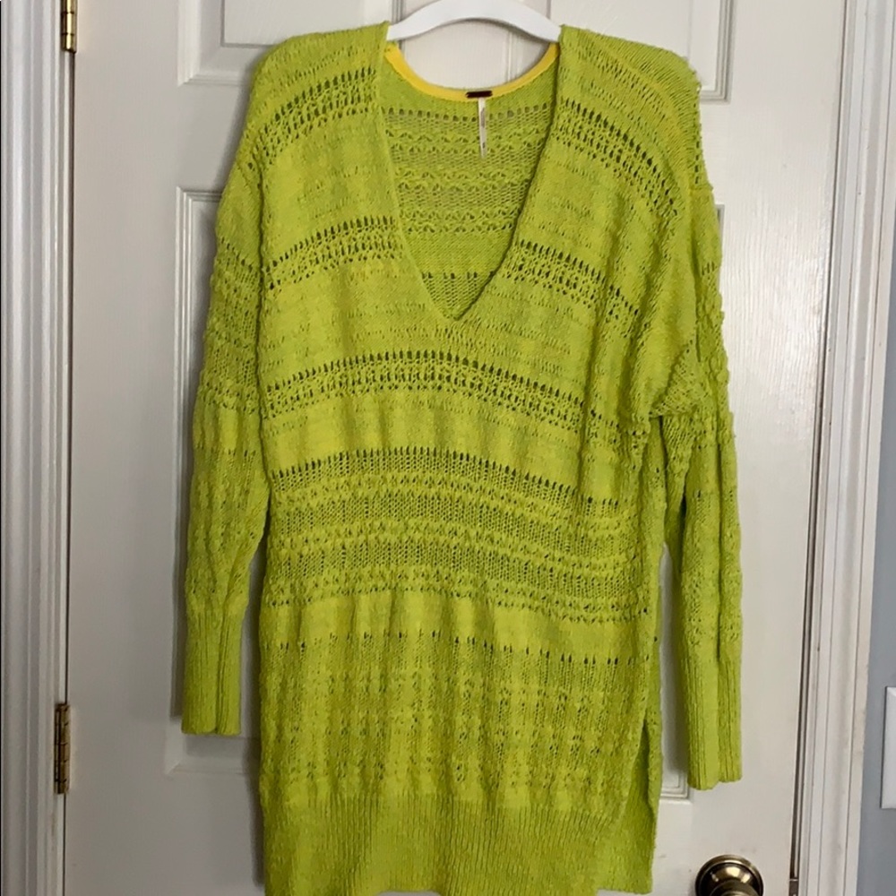 Free people over sized neon yellow sweater